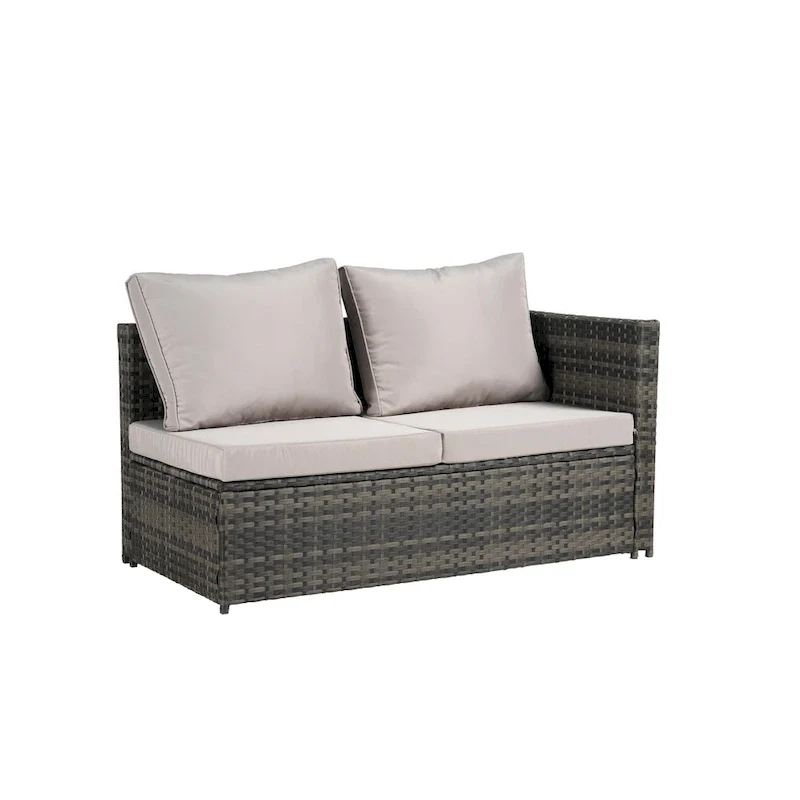 6-Piece Rattan Sectional Sofa Set with Glass Table