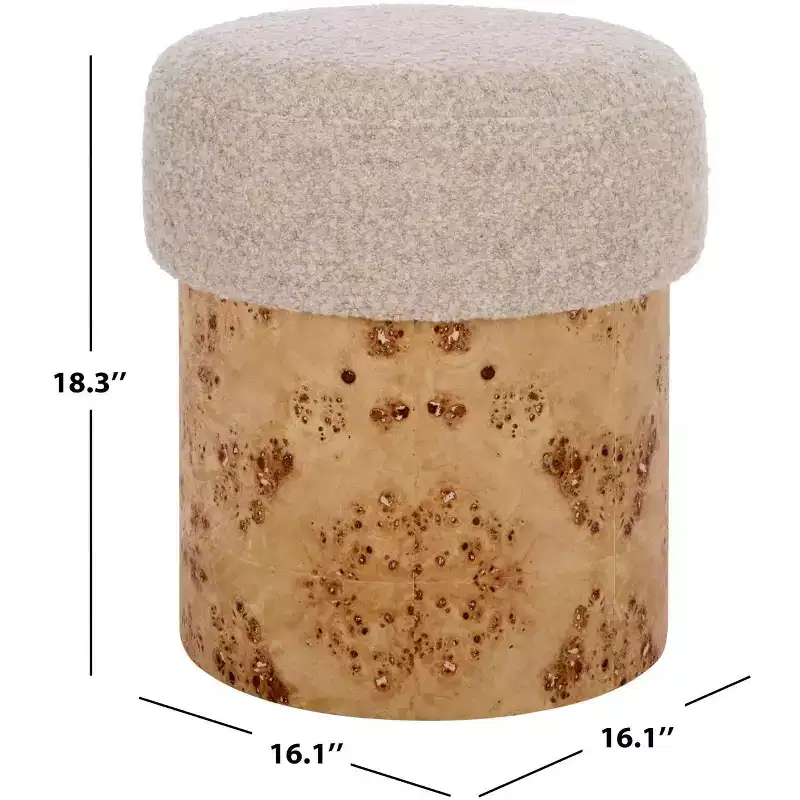 Tobianna Boucle & Burl Ottoman - SFV5149 - Safavieh Couture