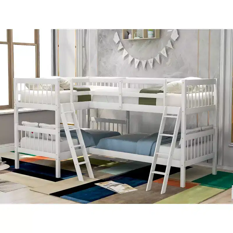 Whisen Twin-Over-Twin L-Shaped Bunk Bed with Ladder
