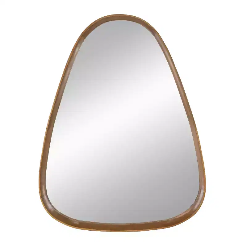 30 x 38 Inch Octagon Wall Mirror with Iron and Wood Frame