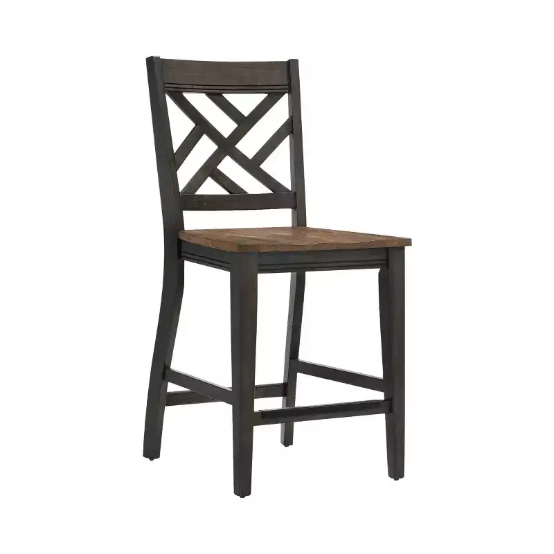 Set of 2 24 Harper Lattice Back Counter Height Barstools Brushed Brown/Pecan - Intercon
