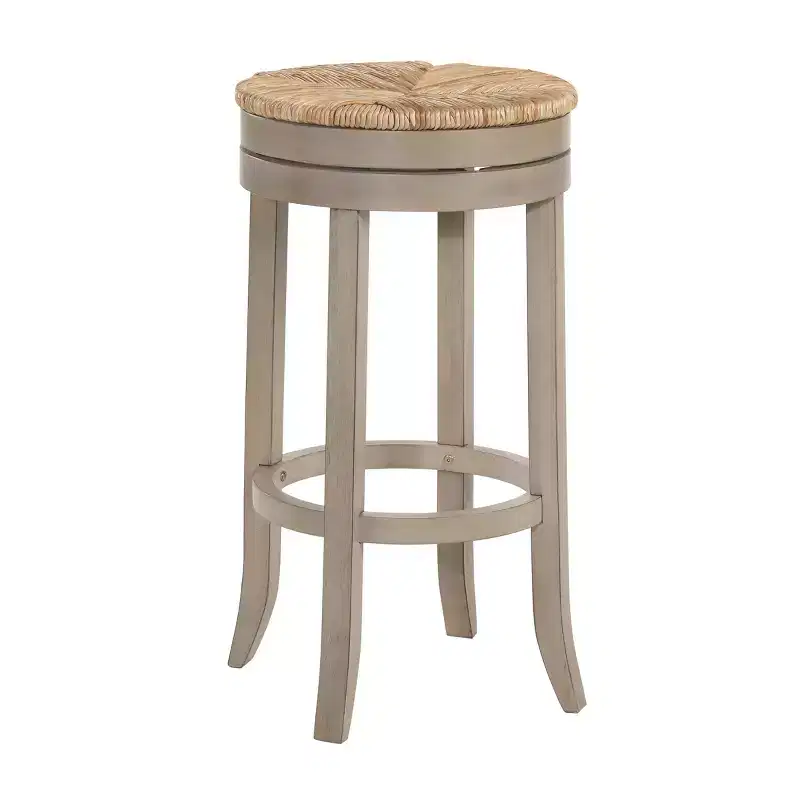 Carolina Living 30" Leif Swivel Rush Seat Barstool Weathered Gray: Round, Backless, Fixed Height Counter Chair