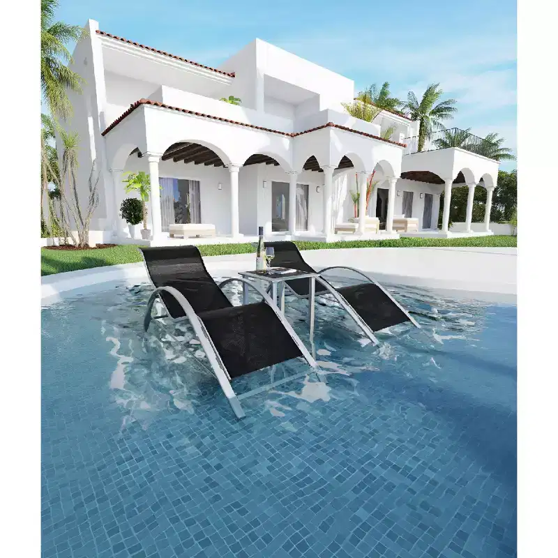 Outdoor Chaise Lounge Chairs Set of 3, Reclining Chairs, Aluminum Patio Loungers, Modern Design, Weather-Resistant, and Easy Assembly
