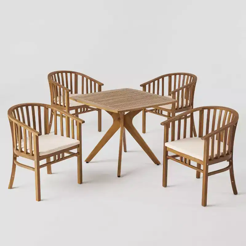 Alondra 5pc Acacia Wood Square Dining Set - Teak - Christopher Knight Home
