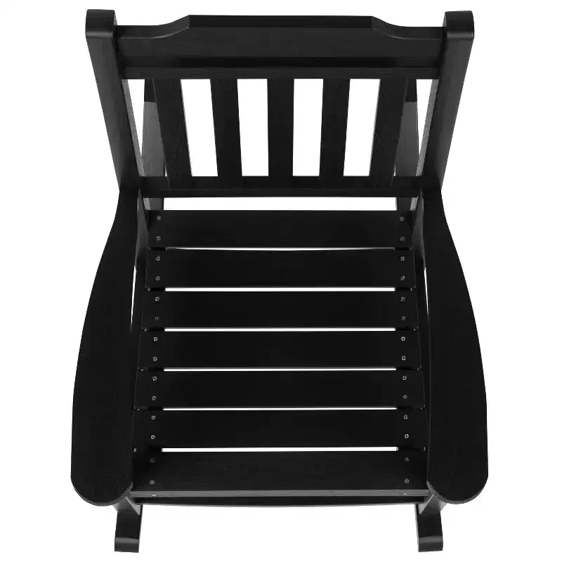 Emma and Oliver All-Weather Rocking Chair in Faux Wood - Patio and Backyard Furniture