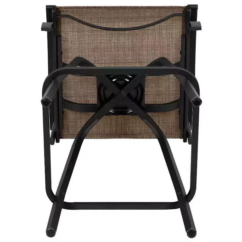 Flash Furniture Valerie Patio Bar Height Stools Set of 2, All-Weather Textilene Swivel Patio Stools and Deck Chairs with High Back & Armrests
