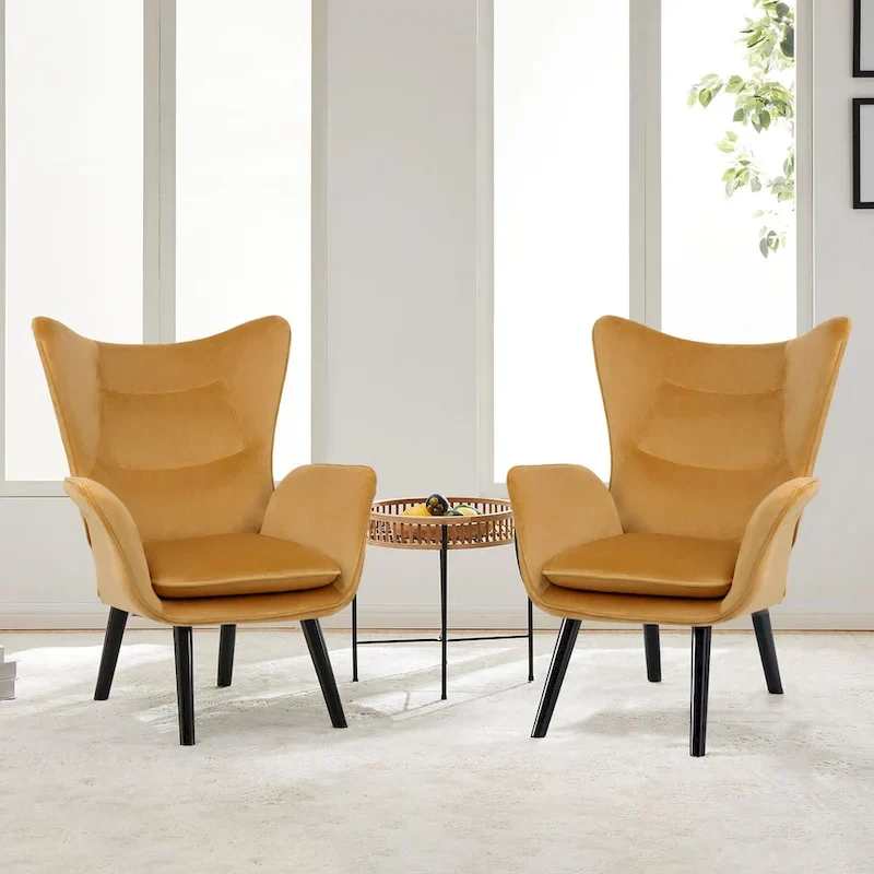 Upholstered Wingback Armchair Leisure Accent Chair, Single - 40.55 H x 28.34 W x 33.1 D