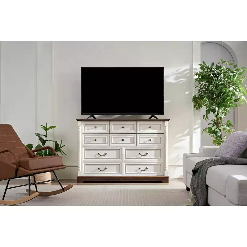 Farmhouse Console Dresser with Drawers – Rustic Wooden Chest for Bedroom & Living Room