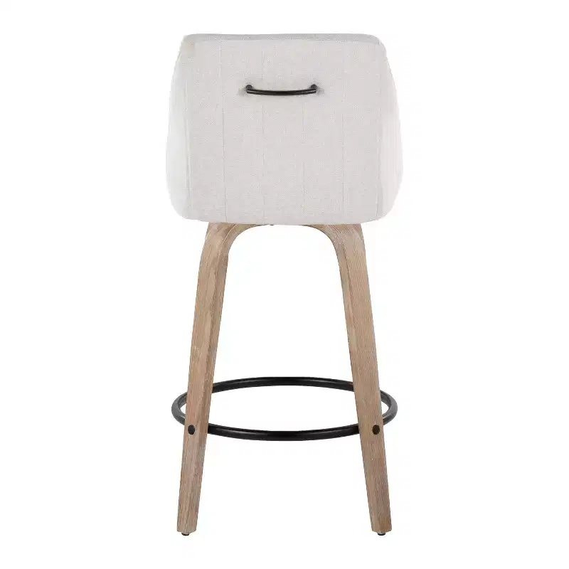 LumiSource Set of 2 Hannah Counter Height Barstools Whitewashed Wood