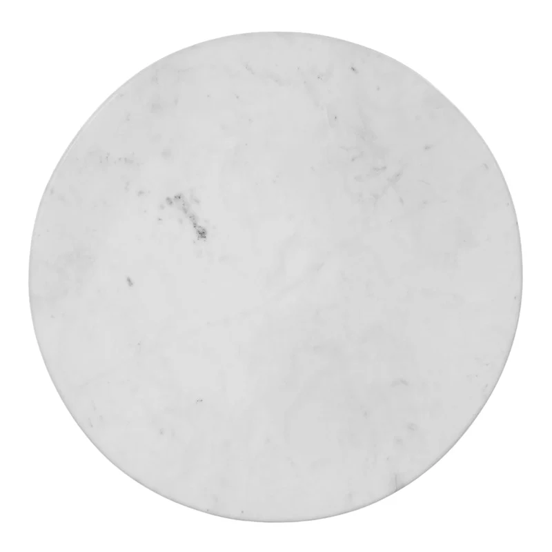 Riko Coffee Table, White Marble Top on Modern Iron Stand, Round Table, 27