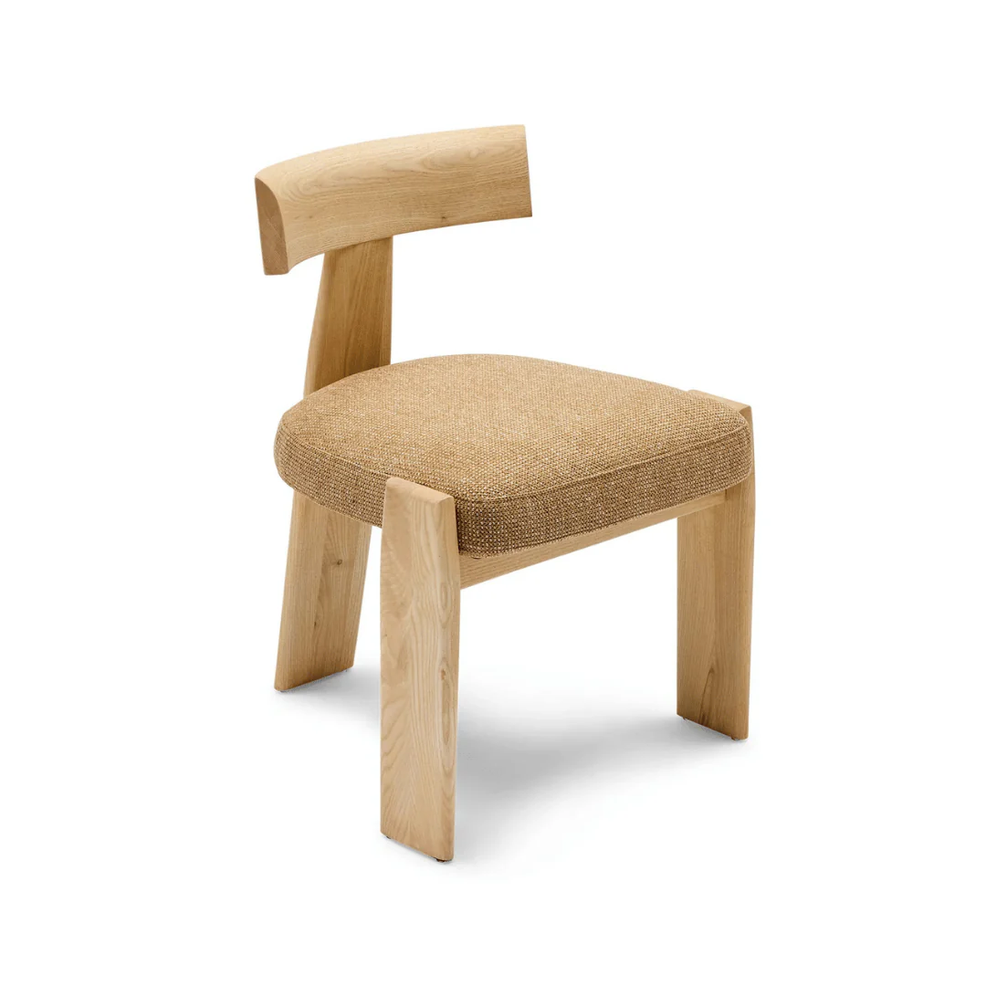 Natural Oak Dining Chair with High Density Foam and Padded Seat for Dining Room