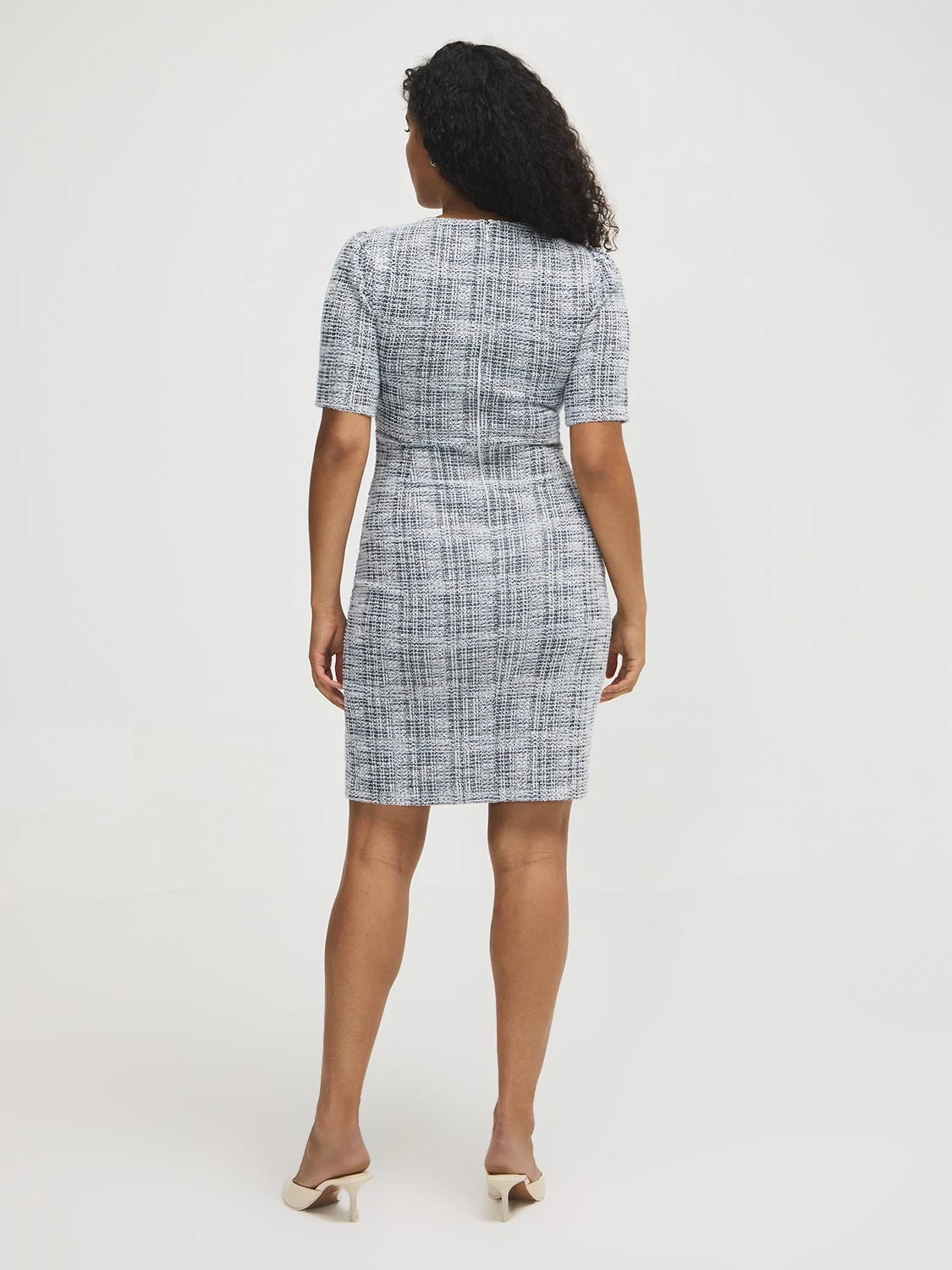 Button-Front Boucle Dress