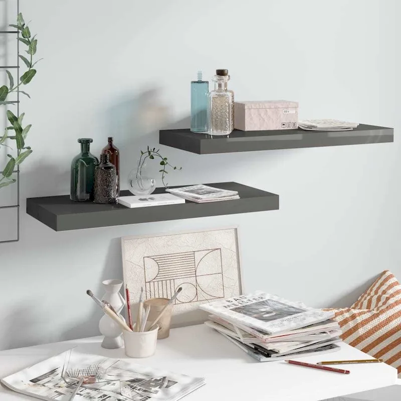 Floating Wall Shelves 2 pcs 23.6x9.3x1.5 MDF - 23.6 x 9.3 x 1.5 (L x W x H)