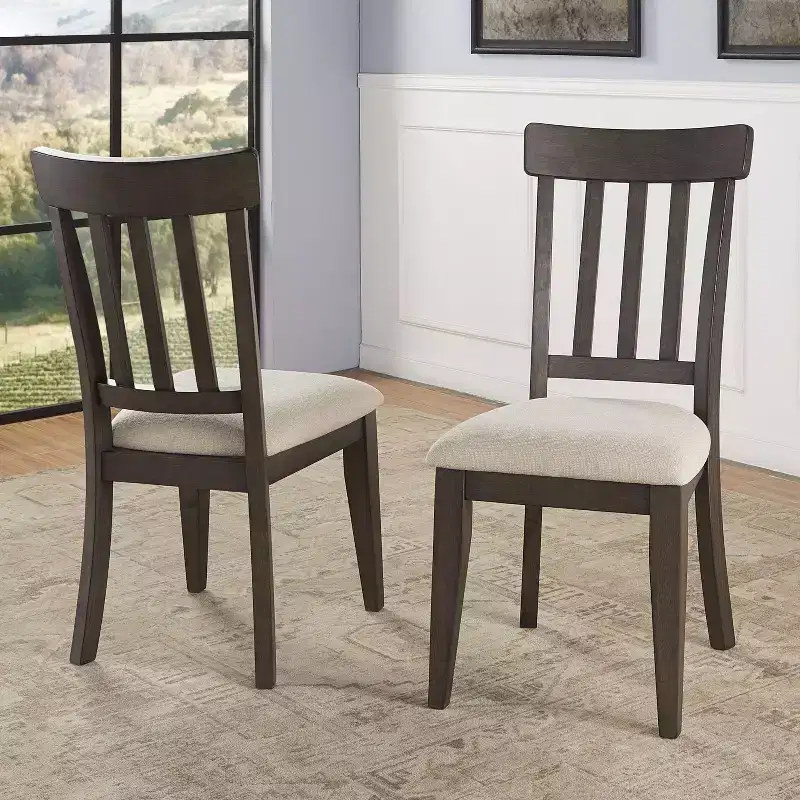 Steve Silver Co. 7pc Napa Dining Set Dusky Cedar: Rectangle Table, Upholstered Chairs, Veneer Finish