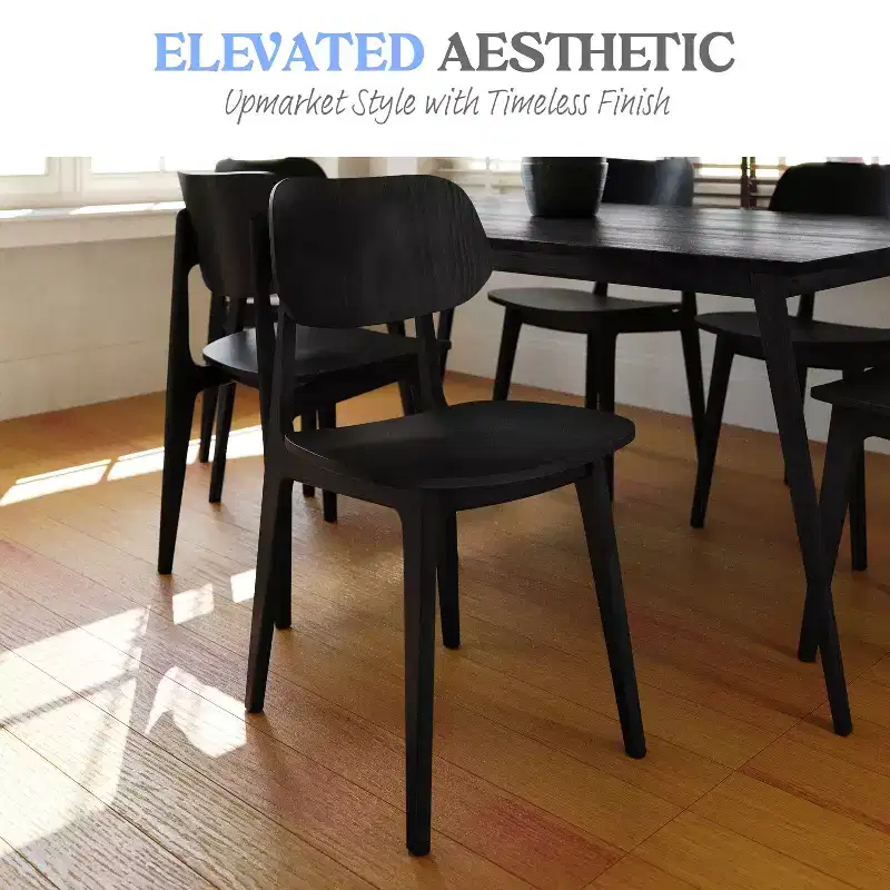 Emma and Oliver Set of 2 Solid Wood Dining Chairs with Curved Oval Backrests