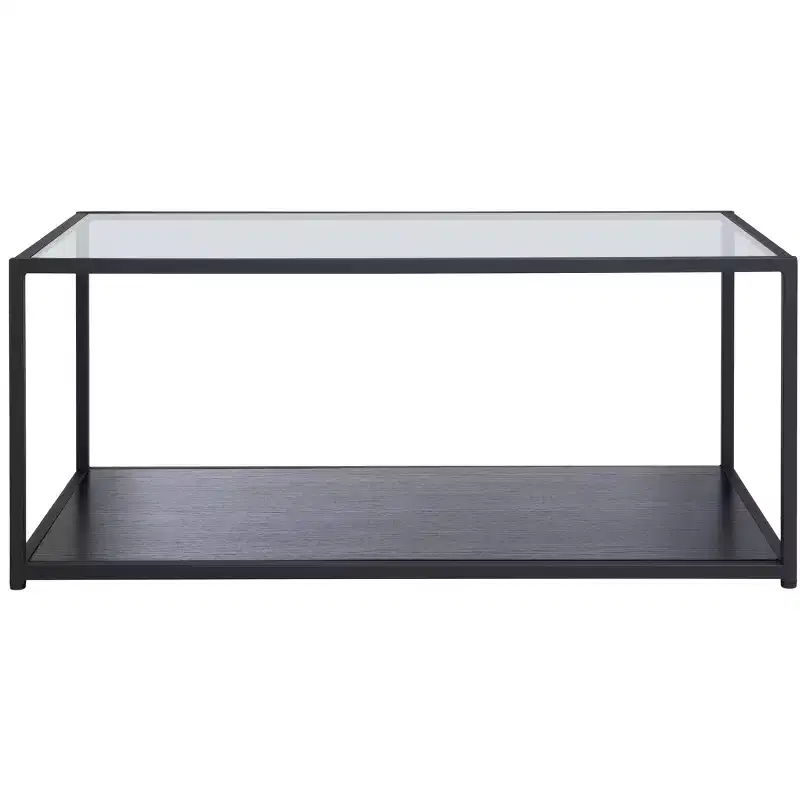 Open-Frame Rectangular Coffee Table – Black, Wood