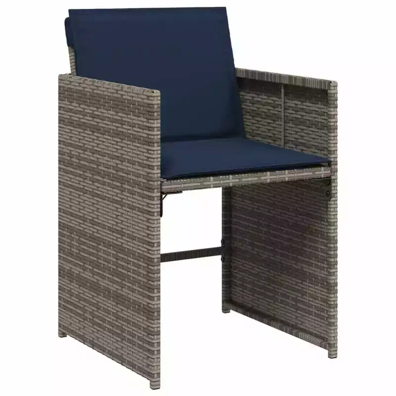 vidaXL Patio Chair Grey PE Rattan Standard Foldable Patio Chair