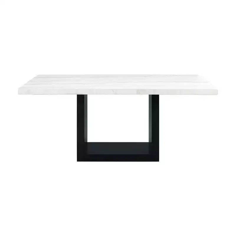 Picket House Furnishings Willow Marble Standard Height Dining Table White: Modern 6-Seater, MDF & Wood Veneer