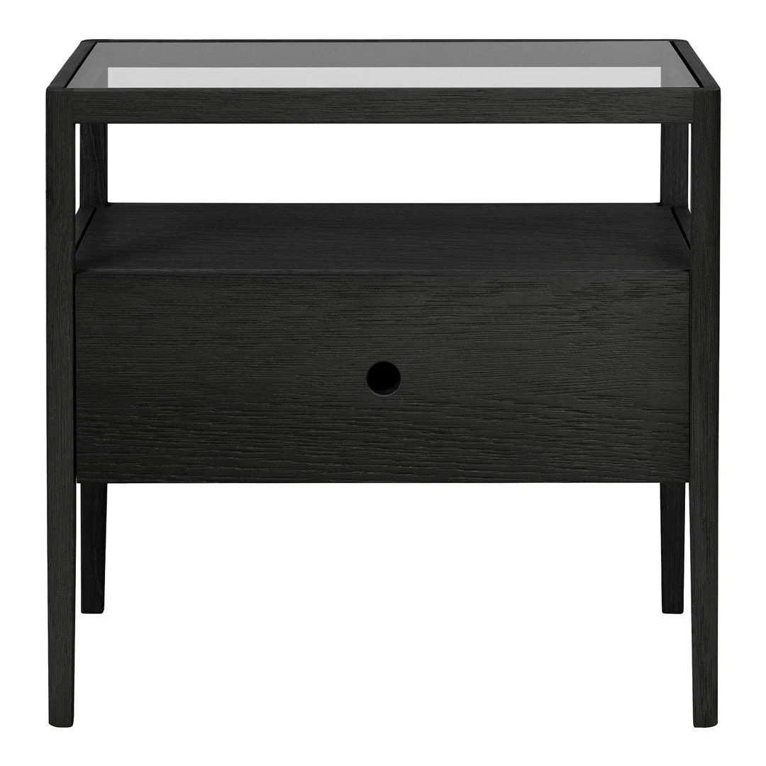 Classic Solid Wood Bedside Table with Spindle-Inspired Spokes & Single Drawer for Bedroom