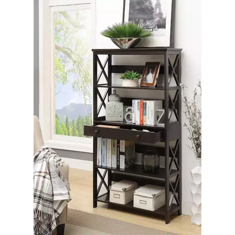 5-Tier Bookcase with Drawer for Living Room or Home Office
