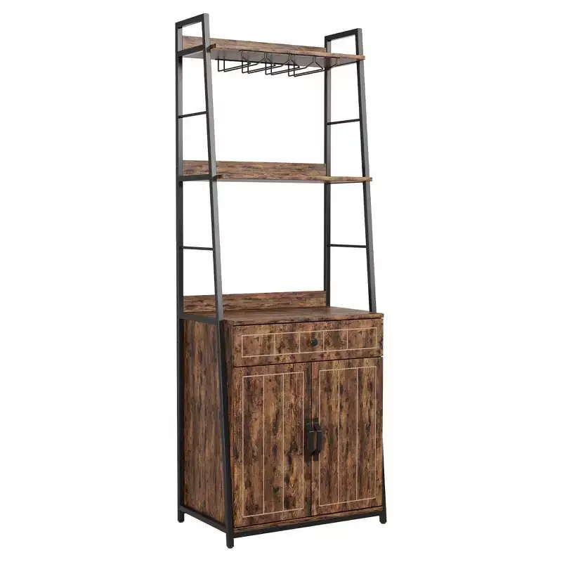 Bakers Rack with Cabinet 70.8 Microwave Stand Tall Bar Cabinet Industrial Kitchen Stand with Drawer Large Microwave Storage Rack