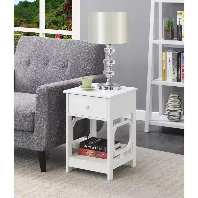 1-Drawer End Table with Storage for Living Room and Bedroom in Multiple Finishes