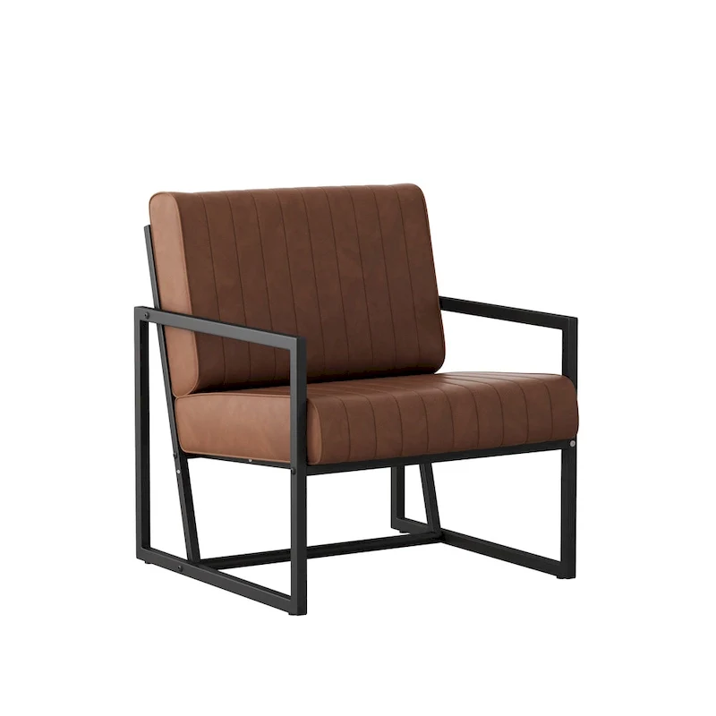 PU Leather Accent Chair with Padded Backrest