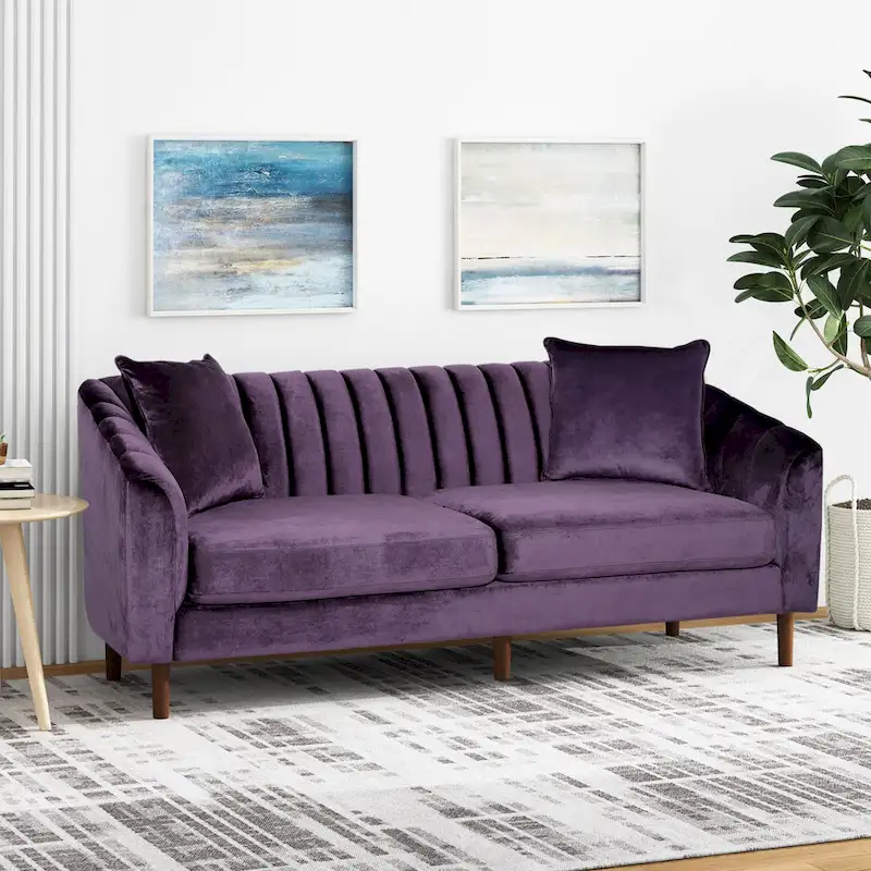 Ansonia Contemporary Velvet 3-seat Sofa