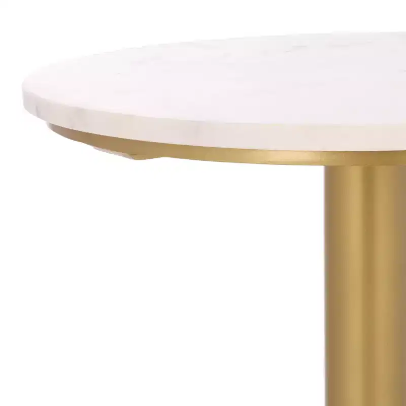 Branxton Marble Top Accent Table - SFV7917 - Brass/White - Safavieh Couture