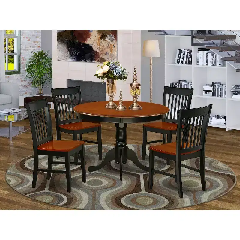 HomeStock Black Cherry 5 Piece Kitchen Table and Chair Set