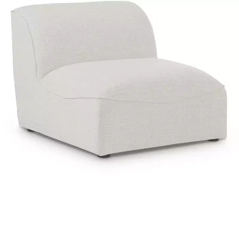 Modular Armless Chair - Durable Linen Textured Upholstery, Espresso Legs