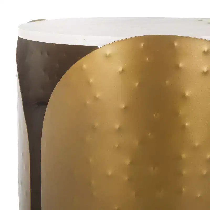 Shiara Round Accent Table - FOX5531A - White/Antique Brass - Safavieh Couture