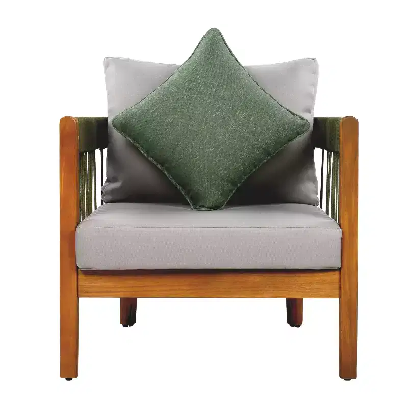 Christopher Knight Home Clifton Patio Rustic Acacia and Rope Upholstered Club Chair with Curved Back