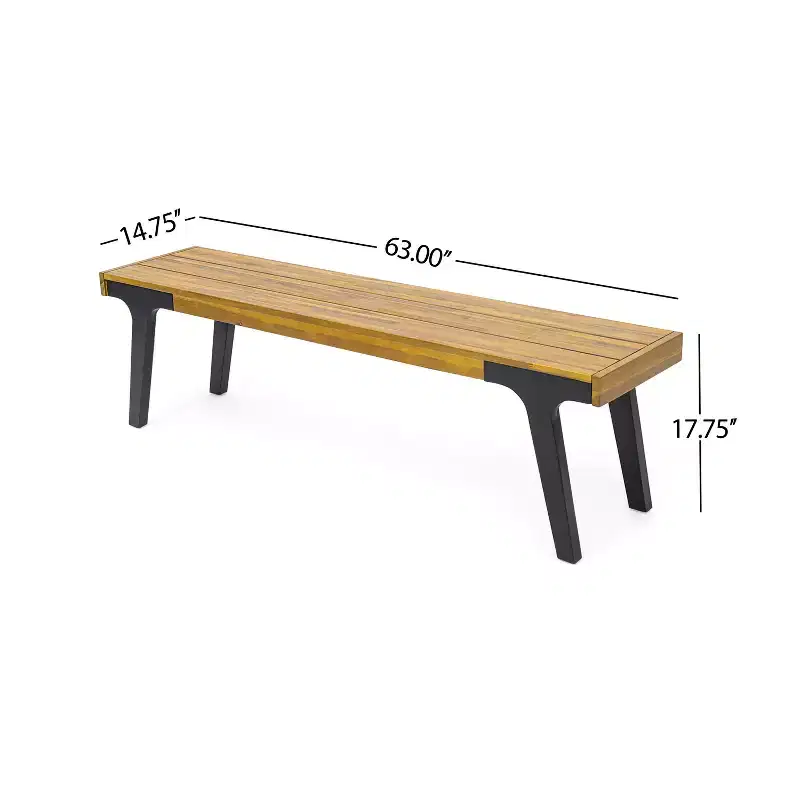 Christopher Knight Home Harper 63.00 Acacia Wood Benches (Set of 2), Teak/Black