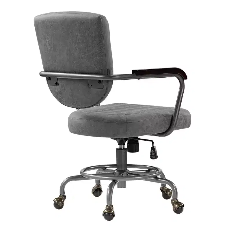 Cole, PU Leather Task Office Chair,27.12 D x 24.75 W x 36.25-39.37 H,Grey