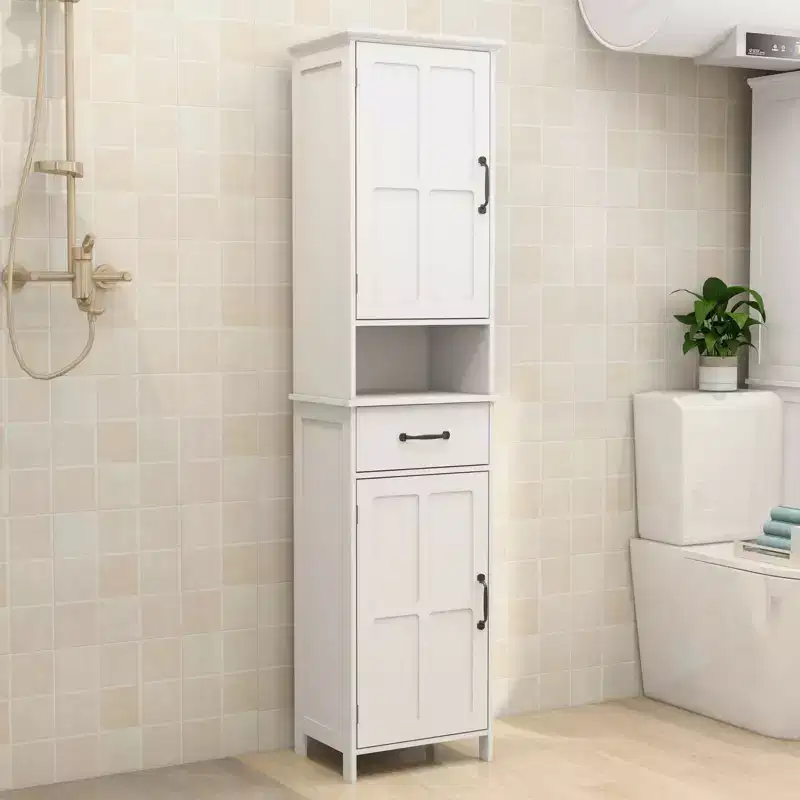 MAYEERTY Double-Door Narrow Tall Slim Cabinet, Freestanding Storage Unit with Enclosed Space for Hallway Bathroom