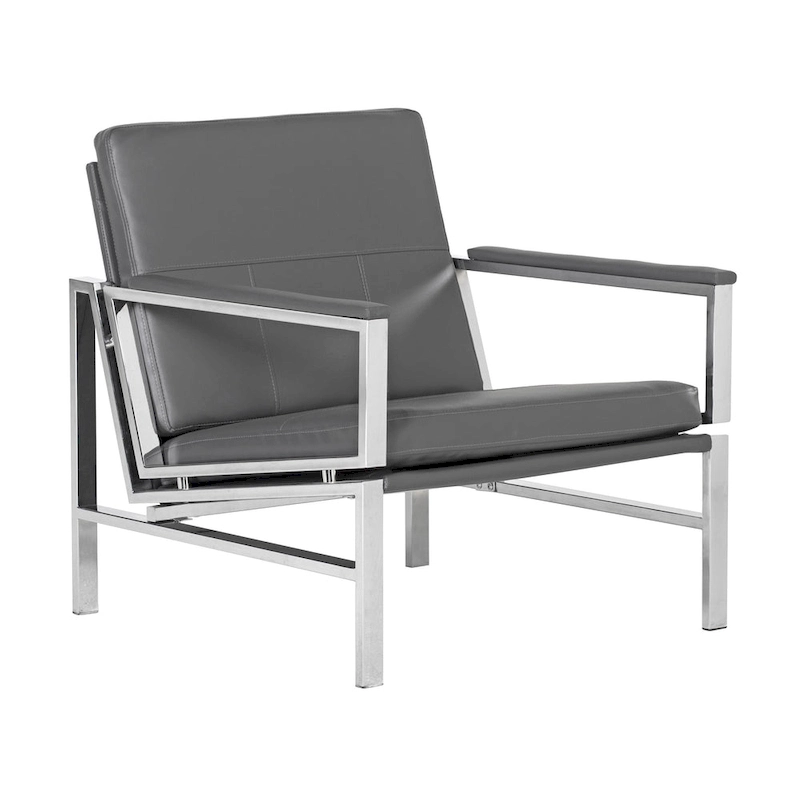Strick & Bolton Regina Metal and Bonded Leather Mid Century Accent Chair