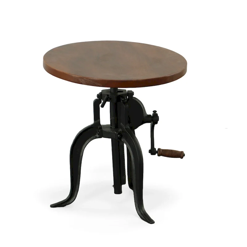 Regan Adjustable Accent Table - Chestnut Top - Black Base