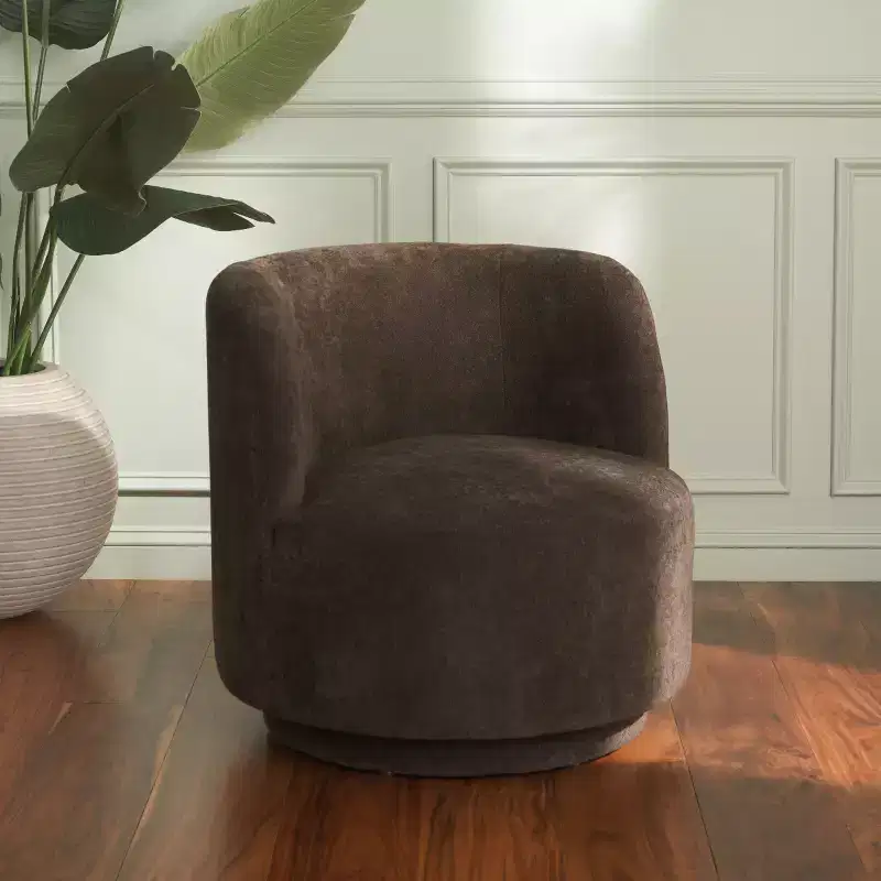 Swivel Accent Chair, Armless Linen Upholstered, 360-Degree Rotation, Wood Frame, 275LBS