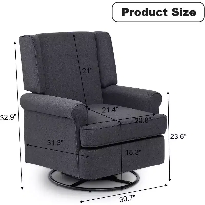 Acekool Swivel Glider Rocking Chair, 360 Rotation & Smooth Rock, Upholstered Maternity Seat for Nursery, Living Room & Office
