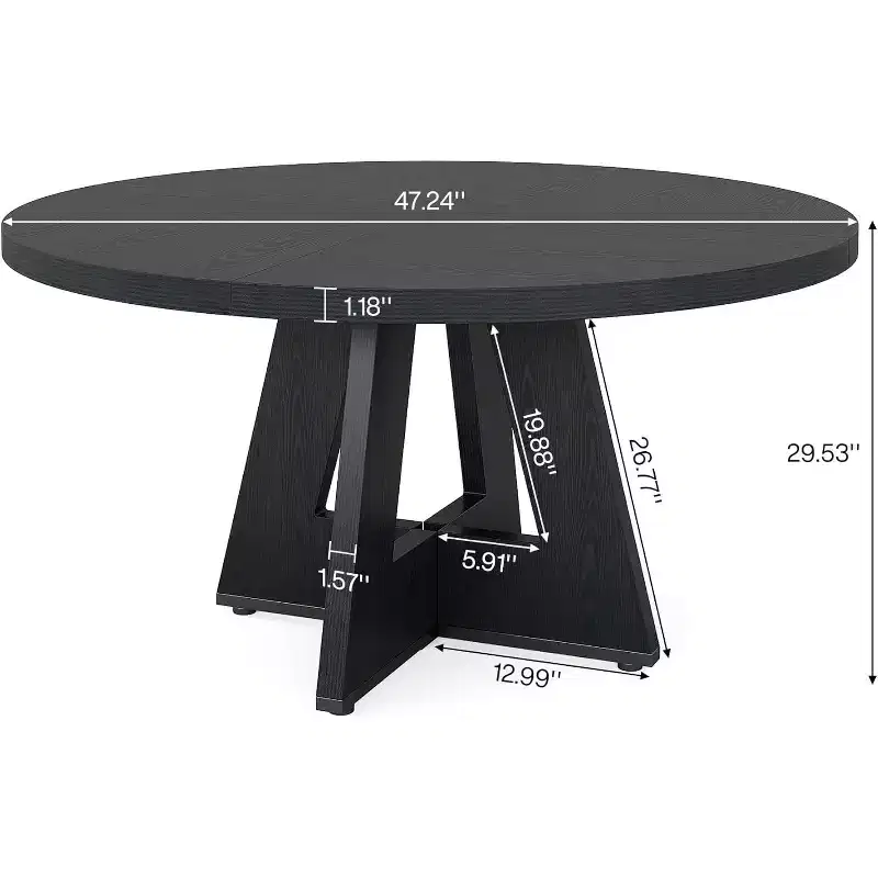 COZONY Round Dining Table, Farmhouse Wood Tabletop Cross Base for 4-6 People Kitchen Dining Room