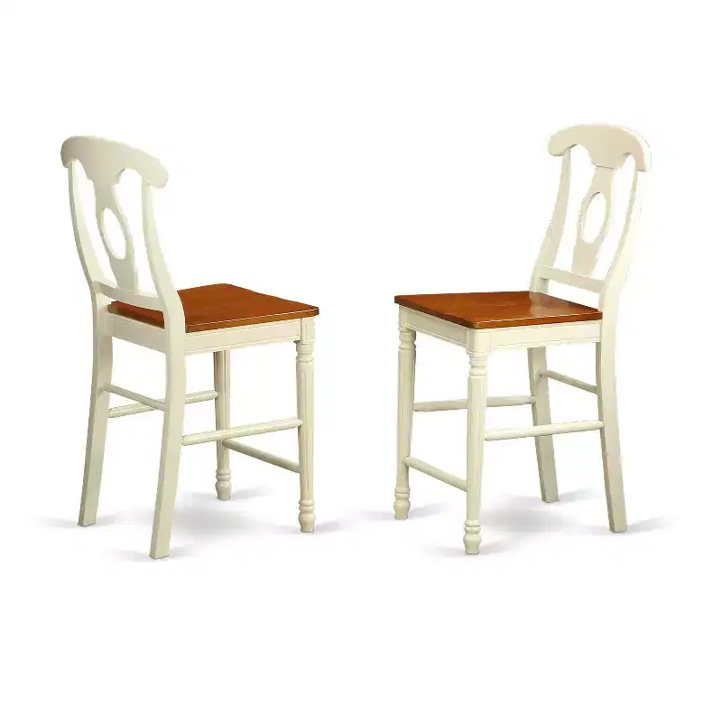 HomeStock Counter Height Barstools - Back Wood Seat