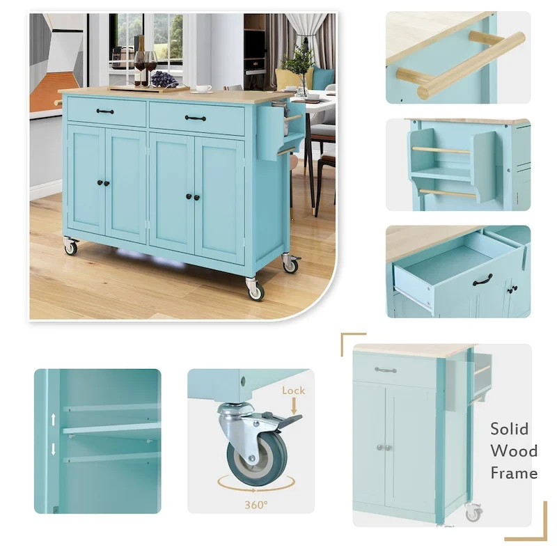 Kitchen Island Finish with Wood Top Kitchen Cart