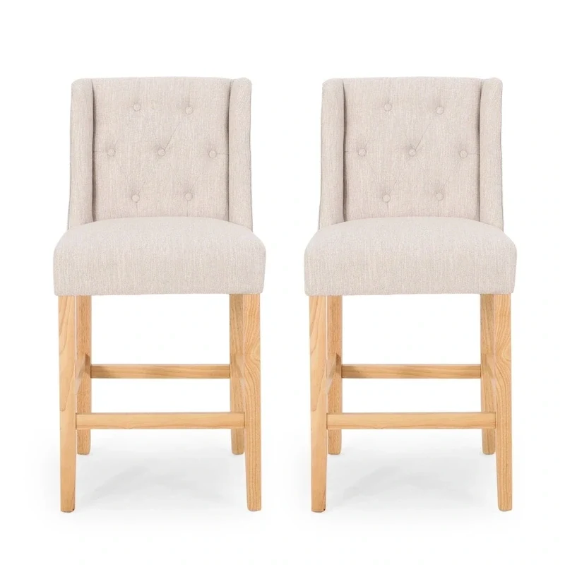 Landria Button-tufted Wingback Counter Stools (Set of 2) by Christopher Knight Home