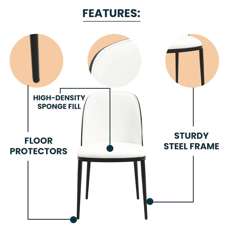 Dining Chair with Upholstered Seat Side Chair with MDF Wood Frame in Steel Set of 4