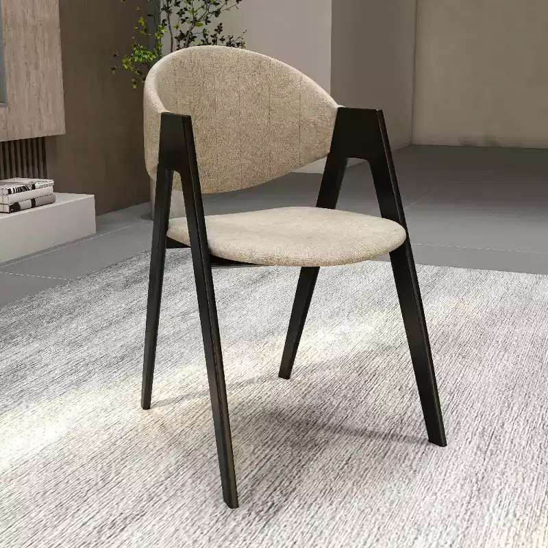 LeisureMod Savor Modern Dining Chair  Upholstered Side Chairs with Curved Back and Iron Frame Mid-Century Kitchen & Dining Room Chairs Set of 2