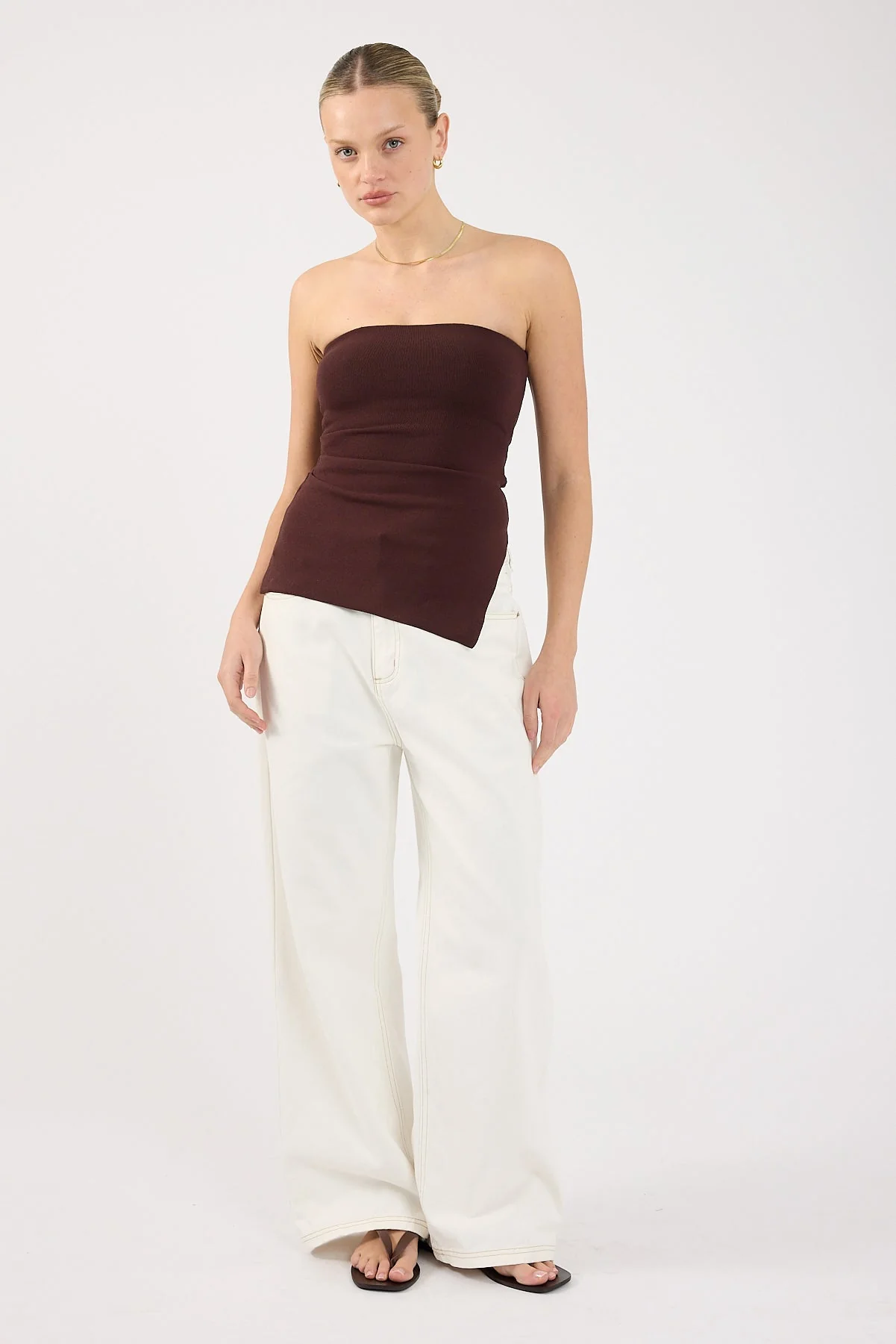 Strapless Knit Top Chocolate Brown