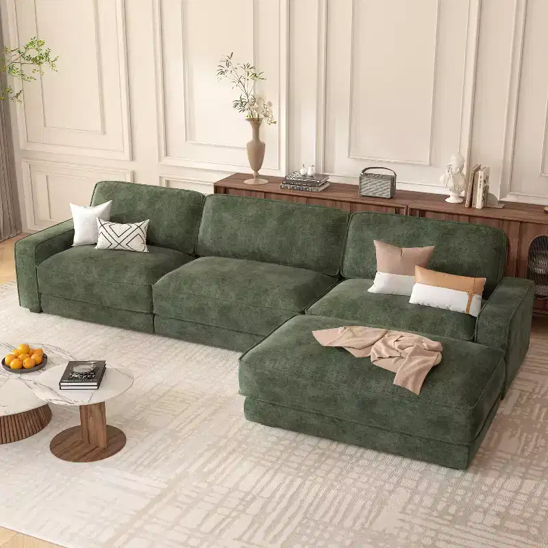 Dyonery 120 Modular Sectional Sofa, Cloud Sectional Couch with Deep Seat, Modern Modular L-Shape Sofa Couch with Chaise.