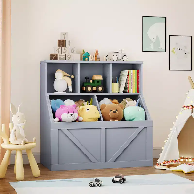 Kids Storage Organizer Cabinet, Toddlers Bookshelf Organize Box, Kids Bookcase for Nursery Playroom Bedroom Daycare