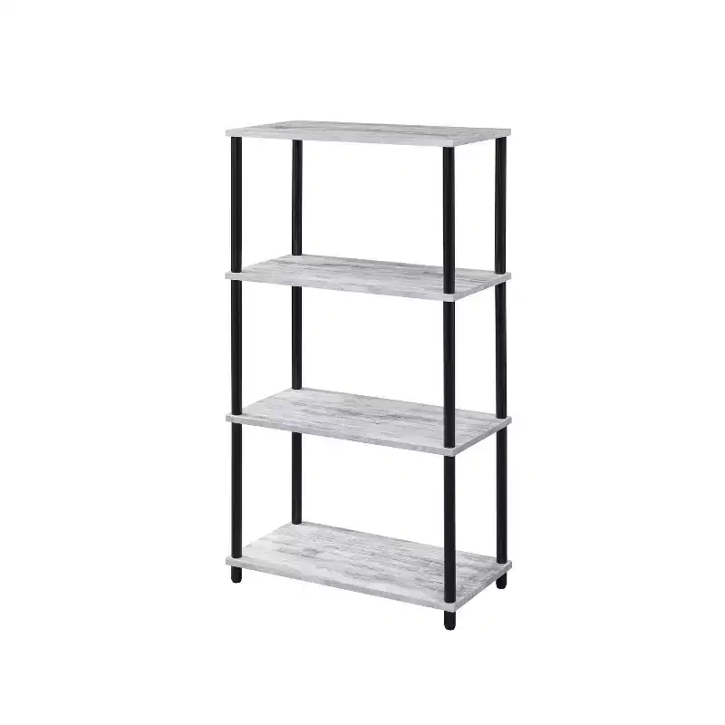 HomeStock 34 H. White Plastic Corner Shelves 3 with Tier Shelves